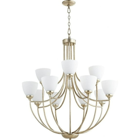 Transitional Twelve Light Chandelier-Aged Silver Leaf Finish Bailey Street Home 183-Bel-2534795