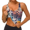 thumbnail image 4 of Lsque Vibrant Leopard In Flowers Printed Women'S Sports Bra, Compression, Moisture Wicking, High-Impact Sports Bra For Women,Supportive sports bra-Small, 4 of 9