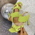 thumbnail image 2 of QQAMB Women Shoes Block High Heel Sandals Open Toe Comfortable Slingback Pumps Metal Buckle Casual Outfit Shoes, 2 of 8