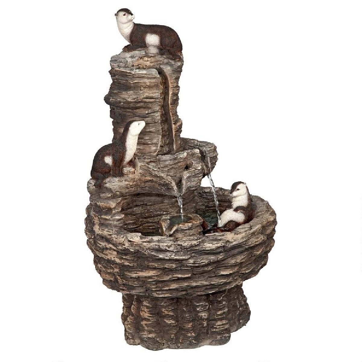 Outdoor Living and Style Tres Amigos Playful Otter Cascading Garden Fountain - 28"