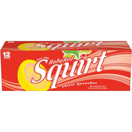 Squirt Ruby Red Grapefruit Soda Pop, 12 fl oz, 12 Pack Cans
