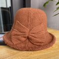 thumbnail image 4 of CoCopeaunts Women Girls Bucket Hat Winter Bowknot Bucket Cap Foldable Cloche Party Daily Costume Accessory Warm Soft Cloche Cap, 4 of 8