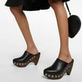 thumbnail image 4 of YDN Women Closed Toe Studded Clog Mules Slip on Platform Chunky High Heels Daily Dress Casual Slide Pumps Size 8.5 Black, 4 of 4