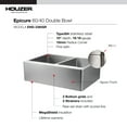 thumbnail image 3 of Houzer Epicure 33 in Stainless Steel Apron Front 60/40 Double Small Right Bowl Kitchen Sink with Strainer and Grid - END-3360SR, 3 of 6