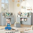 thumbnail image 3 of Homfa 4 Doors Kids Bookcase with 3 Tier Book Racks & 2 Mobile Drawers, 4 Cube Bookshelves Toy Storage Organizer for Playroom Kids Room, Gray, 3 of 7