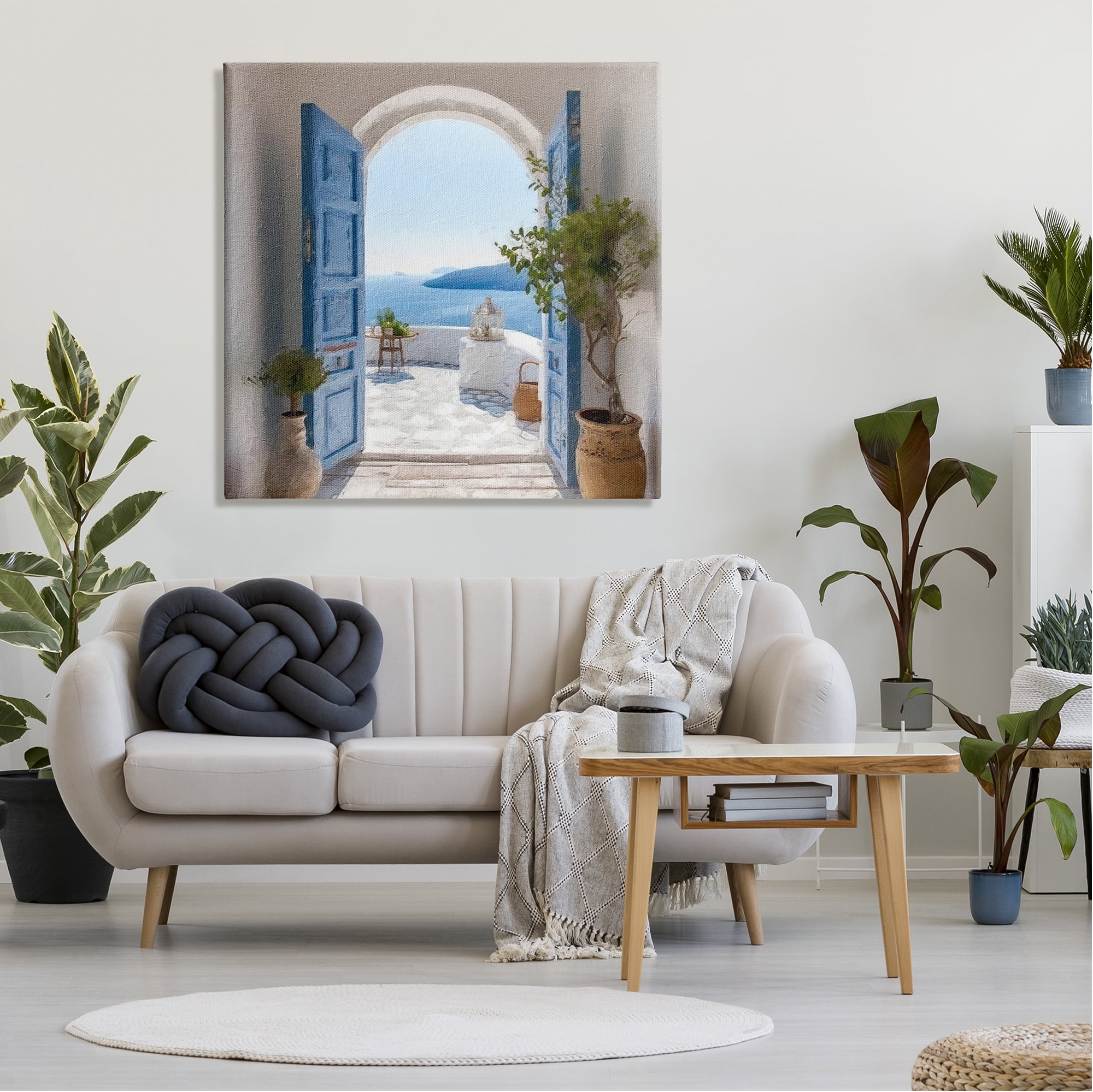 Stupell Industries Blue Greek Door Scenery Nature Photography Gallery Wrapped Canvas Print Wall Art, 36 x 36