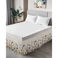 thumbnail image 4 of Blue Teal Spring Floral Wrap Around Bed Skirts for King Bed 16" Drop,Bed Skirt with Adjustable Elastic Belt Dust Ruffle Bed Valance for Bedroom Watercolor Botanical Summer Flowers Bed Frame Cover, 4 of 7