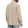thumbnail image 3 of Men's Vintage Casual Button Down Chest Pocket Jacquard Knit Shirt Jacket S Khaki, 3 of 6