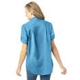 thumbnail image 2 of Woman Within Plus Size Petite Short-Sleeve Button Down Seersucker Shirt, 2 of 6
