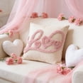 thumbnail image 4 of 17.7x17.7in Valentines's Day Heart Embroidered Pillowcase, 4 of 6