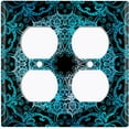 thumbnail image 3 of Metal Light Switch Plate Cover Teal Black Mandala Circle Tile Pattern MDL009, 3 of 13