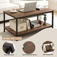 thumbnail image 5 of SuperDeal 2-Tier Compact Coffee Table Industrial Cocktail Desk W/ Storage Shelf for Small Apartment Living Room, Rustic Brown, 5 of 9
