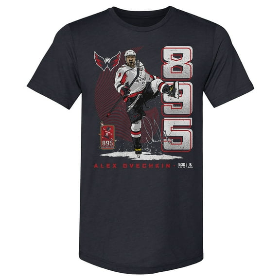 Men's 500 Level Alexander Ovechkin Navy Washington Capitals NHL All-Time Leading Goal Scorer Tri-Blend Vertical T-Shirt