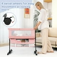 thumbnail image 6 of kmaier Baby Bassinet Bedside Crib Foldable Portable with Adjustable Height, Wheels, and Storage Basket,Pink, 6 of 6