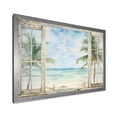 thumbnail image 2 of Designart "Tropical Beach Horizon Through the Windows II" Coastal Framed Wall Art Decor - Coastal Green Coastal Windows Living Room Framed Canvas Art, 2 of 6