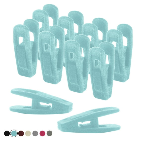 Closet Accessories, 20 Pack Velvet Clips, Durable Non- Breaking Material, Matching Hangers of Our Brand and Your existing Velvet Hanger, Suitable to Hang Many Types of Clothes. Blue (Aqua)