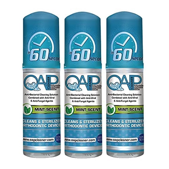 Orthodontic Cleaner by OAP Cleaner | Retainer Cleaner, Denture Cleaner, and Mouth Guard Cleaner | 60 Second Foam Cleanser | Paraben, Sulfate and Triclosan Free | 44.3 mL, 3 Bottles