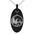 thumbnail image 1 of Black Stainless Steel Festive Christmas Ornament Engraved Small Oval Charm Pendant Necklace, 1 of 1