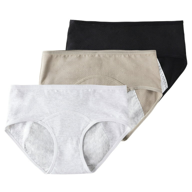 3 Pack Menstrual Period Panties Women Leak-Proof Organic Cotton Protective  Briefs Menstrual Panties Teen Girls Period Underwear