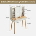 thumbnail image 7 of Yoneston Makeup Vanity Desk with Sliding Mirror & Adjustable Dimmable Hollywood Lights, Lady Dressing Table with 3 Open Shelves & 2 Drawers for Bedroom, White, 7 of 7