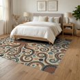 thumbnail image 3 of ODIKA 6'x9' Washable Area Rug Non-Slip, Chair-Friendly, Circle Creature Boho Decorative Round Dotted Motif Symmetrical for Dining Room, Under Table, Office Décor, 3 of 7