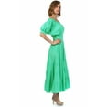 thumbnail image 3 of Sakkas Cotton Crepe Smocked Peasant Gypsy Boho Renaissance Mid Length Dress - Dark Mint - One Size, 3 of 4