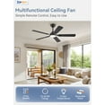 thumbnail image 6 of Zardon 52" Modern Black Ceiling Fan with Light and Remote Control, Ultra-Quiet DC Motor, 3 Color Temperatures, Timer for Bedroom and Living Room, 6 of 10