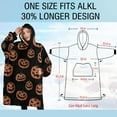 thumbnail image 4 of Oversized Wearable Blanket Hoodie,Halloween Spooky Pumpkins Pattern Sherpa Blanket Hoodie with Super Pockets,Super Warm Fuzzy Pullover for Women & Men, 4 of 6