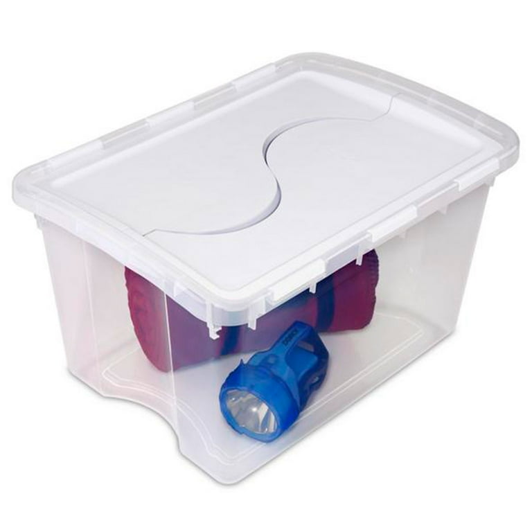 Sterilite 48 Qt Plastic Storage Bin w Hinged Lid Handles Clear