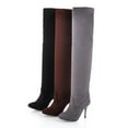 thumbnail image 6 of Suede Over The Knee High Boots for Women Pointed Toe Stiletto High Heel Thigh High Booties Stretchy Long Fall Boots Brown Size 8, 6 of 7