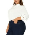 thumbnail image 4 of MODA NOVA Juniors Plus Size Swiss Dots Long Sleeves Button Down Shirt White 1X, 4 of 6