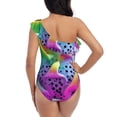 thumbnail image 5 of Sikiie Colorful Glitter Dagon Fruit Print Women One Piece Swimsuits Tummy Control One Shoulder Bathing Suits Ruffle Swimwear, From S to XXL-Small, 5 of 6