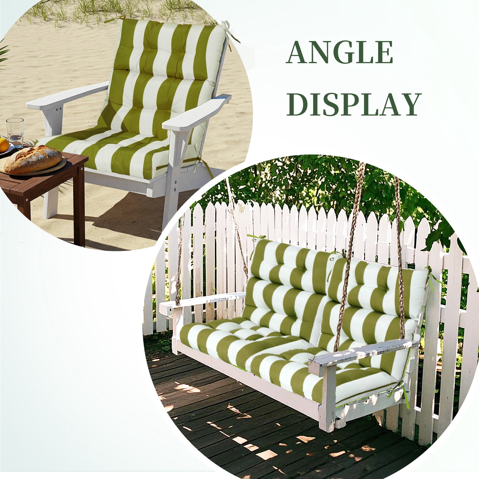 2-Pack High Back Outdoor Chair Cushions, Waterproof & Fade-Resistant Tufted Patio Chair Cushion for Rocking Chairs Adirondack Garden Porch Home Office Chair Use - 44" x 22" x 4"