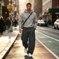 thumbnail image 4 of Leidass Men's Baggy Sweatpants Fleece Wide Leg Lounge Sweat Pants Drawstring Waist Jogging Pants with Pockets Dark Gray 2XL, 4 of 7