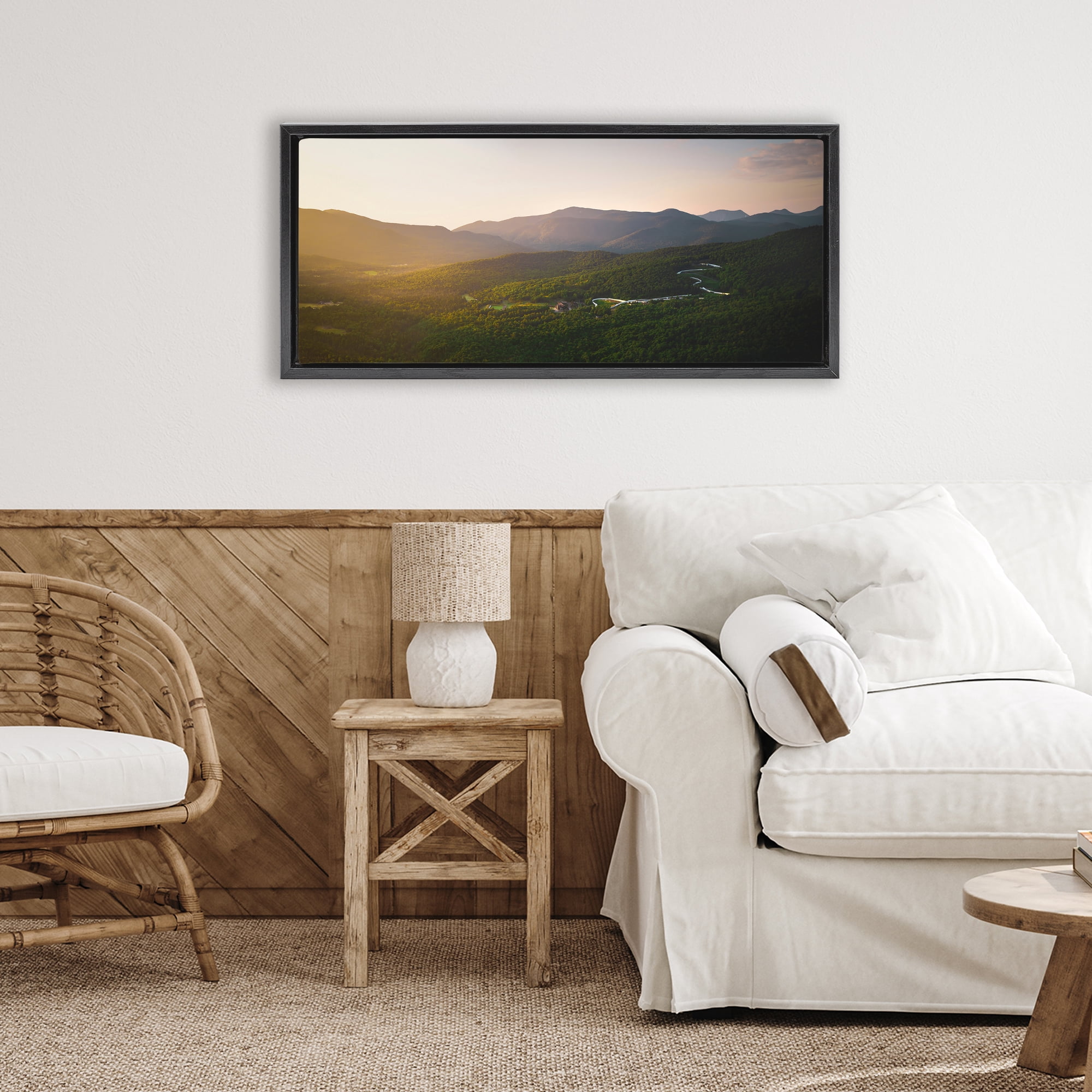 Stupell Industries Winding Road Through Forested Mountains Black Framed Floater Canvas Wall Art, design by Jonathan Zaharek