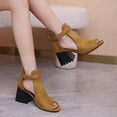 thumbnail image 5 of SACFOF Womens Peep Toe Ankle Booties Chunky Heels Cutout Back Zipper Sandals Suede Side Ankle Strap Dress Sandals, 5 of 6