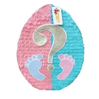 2-D Easter Egg Gender Reveal Pinata with Footprints
