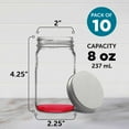 thumbnail image 5 of Small Mason Jars with Lids Set 8 oz. Set of 10, Bulk Pack - Glass Jars for Overnight Oats, Candies, Fruits, Pickles, Spices, Beverages - Red, 5 of 5