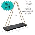thumbnail image 3 of Excello Global Products Rustic Distressed Wood Hanging Shelves: 17-inch with Swing Rope Floating Shelves (Black - Pack of 3) - EGP-HD-0176, 3 of 3