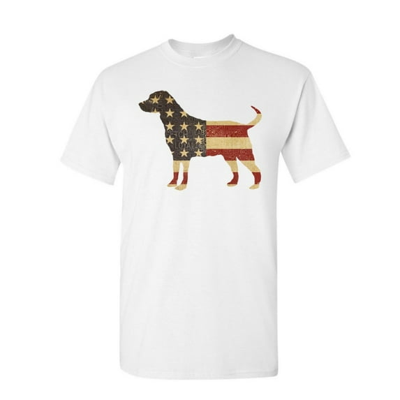 Tee Hunt American Dog T-Shirt Stars and Stripes Retriever Bulldog Pitbull Mens Shirt, White, X-Large