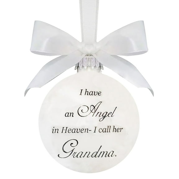 kjfeif Christmas Tree Ball Ornaments Clear Feather Ball Angel Memorial Ornament I Have an Angel in Heaven I Call Him My Grandma - Family Memorial Loss of Loved One Hanging Pendant Xmas Tree Décor