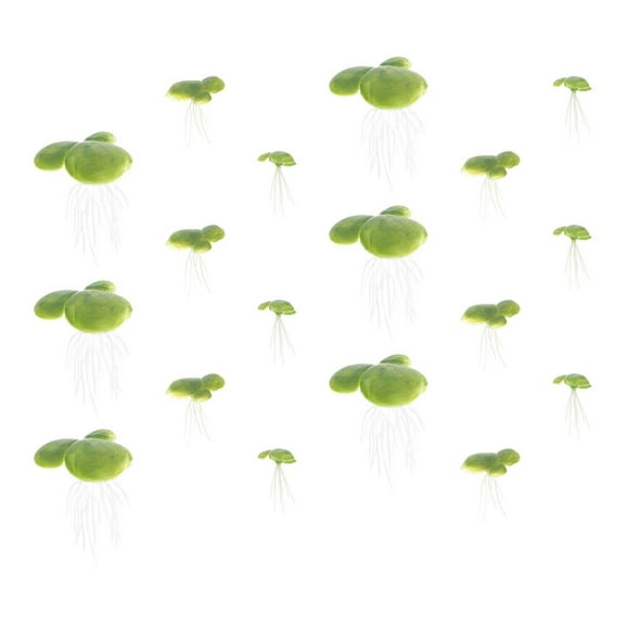 LULULION 18PCS Floater Plants for Aquarium Artificial Mini Duckweed Light Green ABS