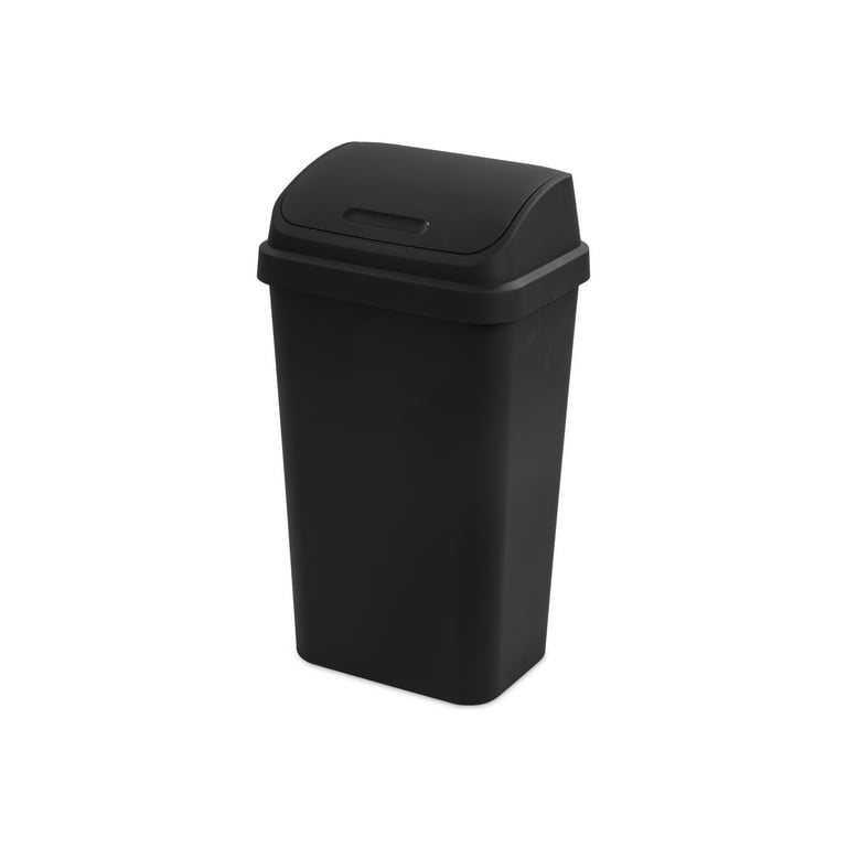 Sterilite 13 Gallon Plastic Swing Top Spave Saving Flat Side Lidded  Wastebasket Trash Can For Kitchen, Garage, Or Workspace, Black (16 Pack) :  Target