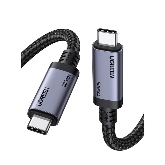 Cable USB C de Carga Rápida UGREEN 240W Gris 80 Gbps 16K 60Hz PD 3.1 Compatible Monitor Hub Dock 1M