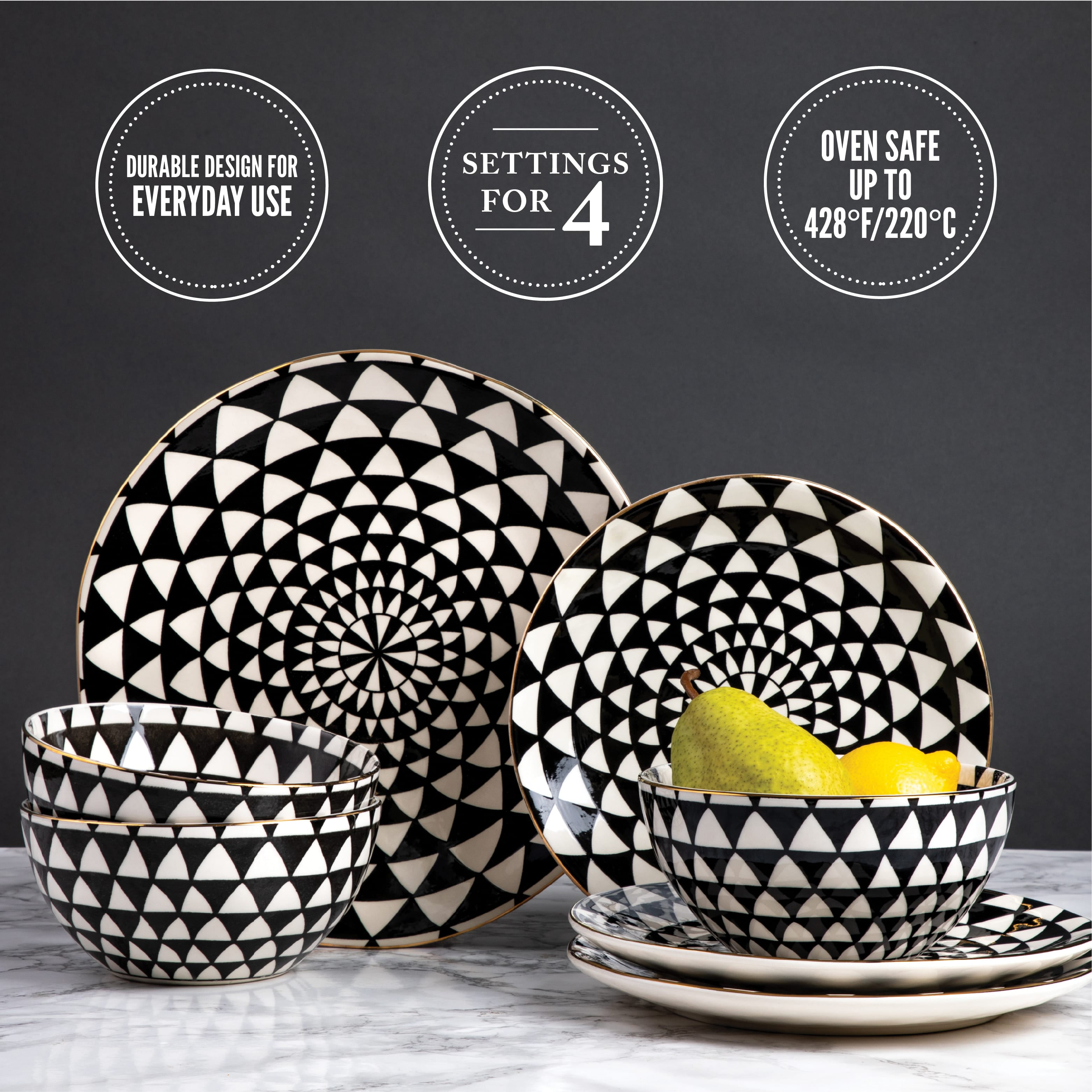 Black and white dinner sets deals