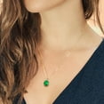 thumbnail image 4 of Gem Stone King 14K Yellow Gold Green Simulated Emerald and White Diamond Pendant Necklace for Women (4.02 Cttw, Oval 12X10MM, with 18 inch Chain), 4 of 4