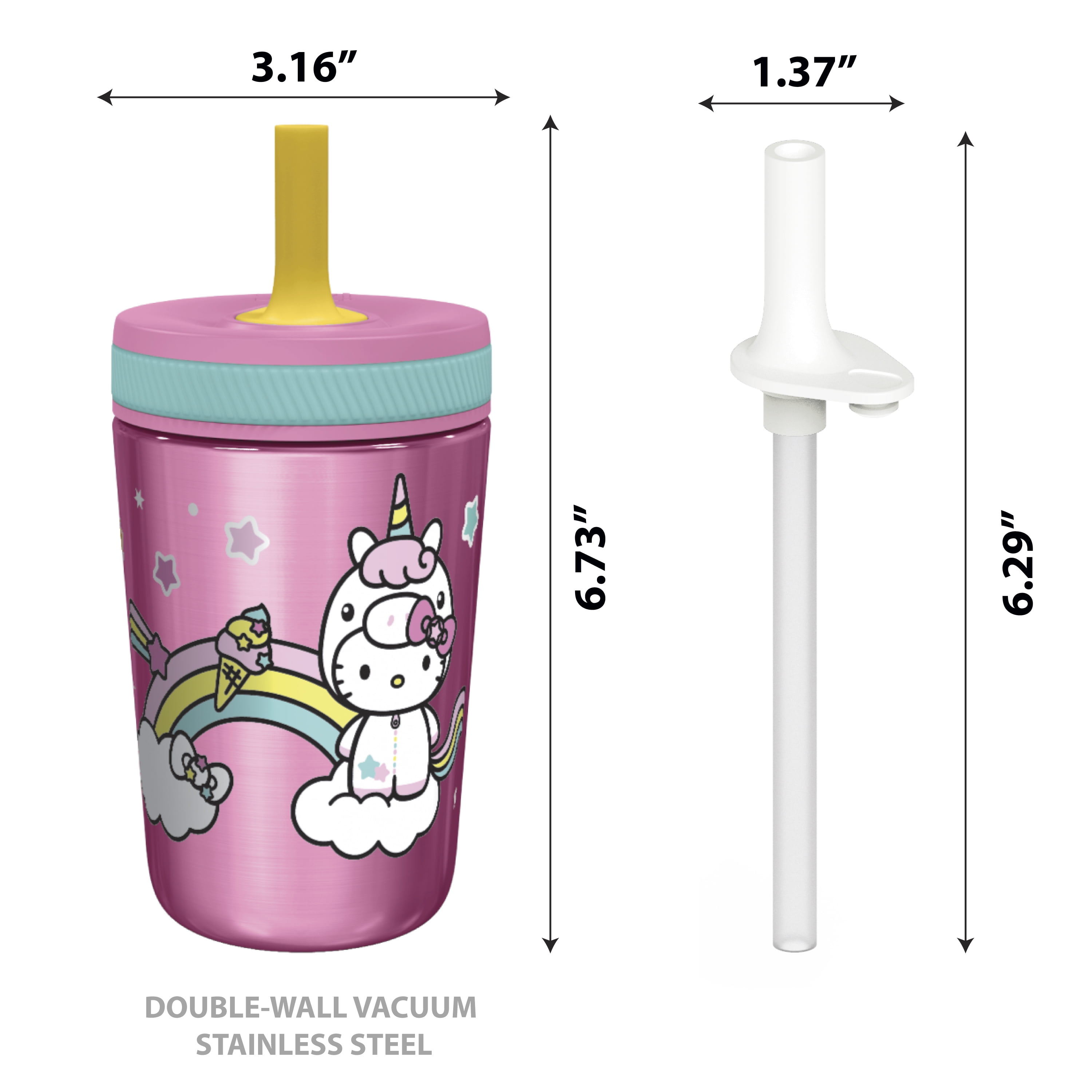 Zak Designs 15oz Hello Kitty Kelso Tumbler Set, BPA-Free Leak-Proof Screw-On Lid with Straw Made of Durable Plastic and Silicone, Perfect Bundle for
