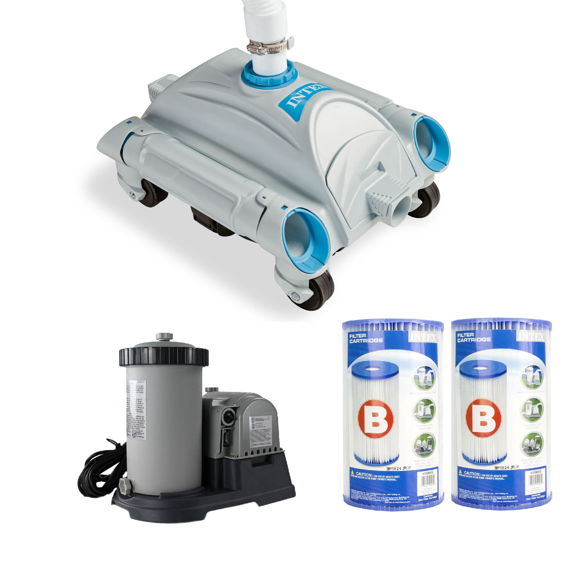Intex Auto Pool Vacuum Cleaner, Cartridge Filter Pump and Type B Filter