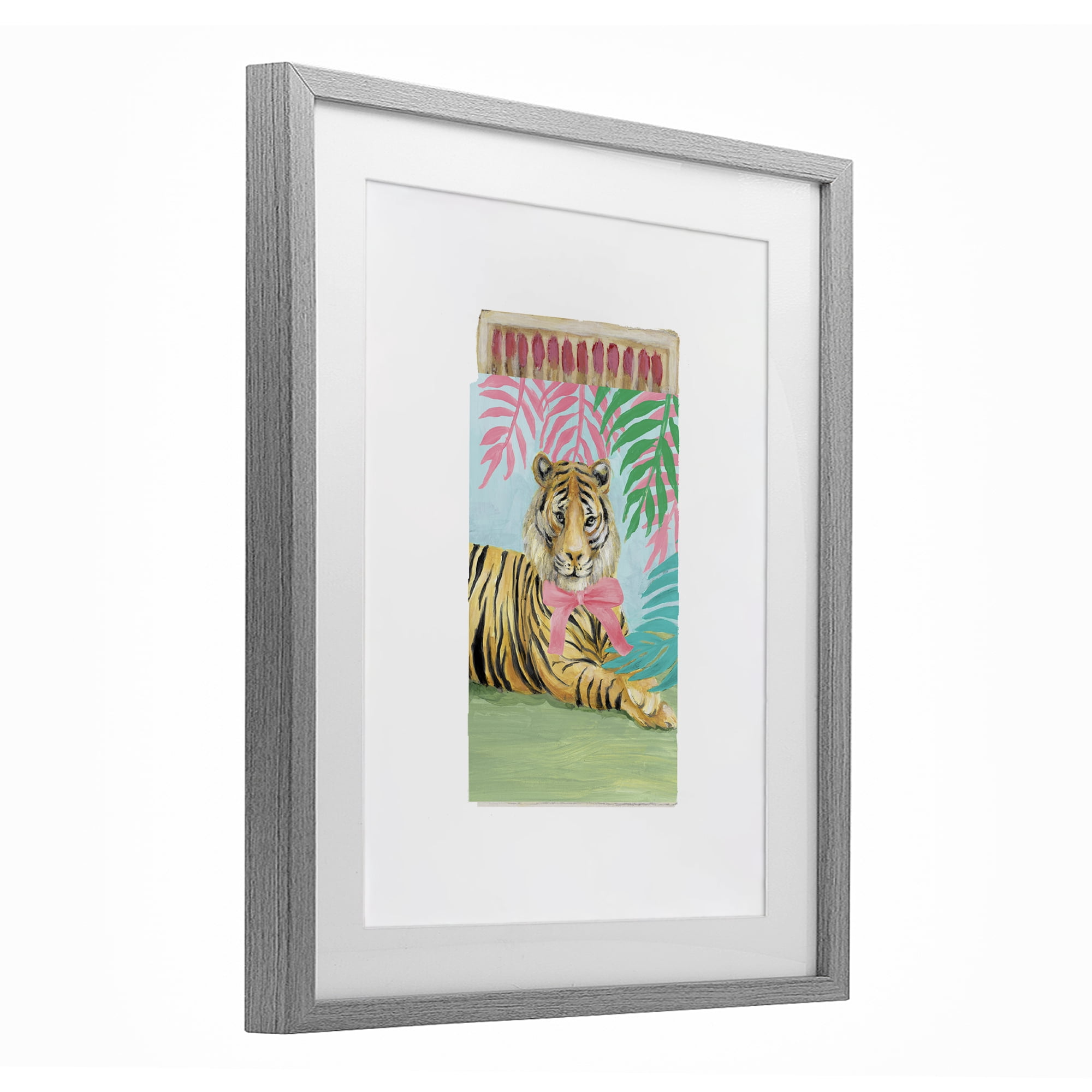 Stupell Industries Tropical Tiger Matchbook Gray Framed Print Under Glass, design by Lanie Loreth