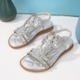 thumbnail image 3 of Laonim Girls Sandals Custom Flat Sandals with Flowers and Rhinestones Comfortable and Versatile Open-Toed Princess Girls Shoes, 3 of 9